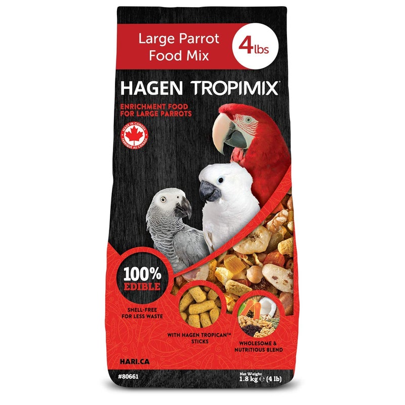 Hari Tropimix Bird Food, Hagen Large Parrot Food with Seeds, Fruit, Nuts, Vegetables, Grains, and Legumes, Enrichment Food, 4 lb Bag - Image 1